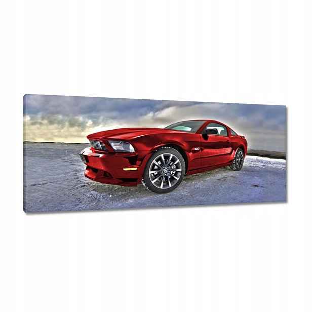 Obrazy 100x40 Červený Mustang Sníh