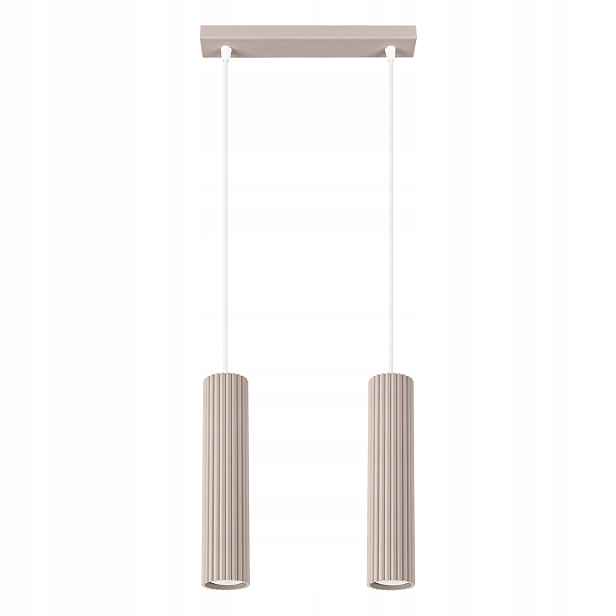 Sollux Závěsná lampa lišta dvě vroubkované tuby taupe 2xGU10 10W Karbon
