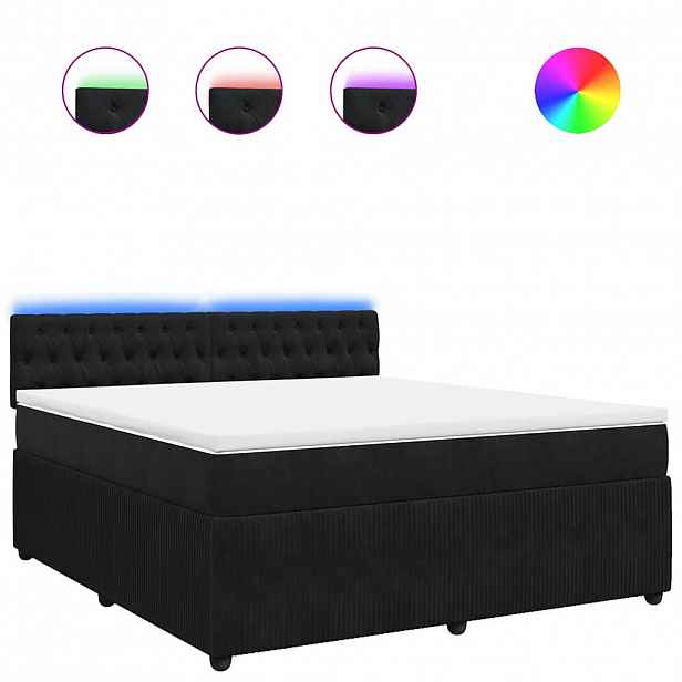 vidaXL Box spring postel s matrací černá 180x200 cm samet