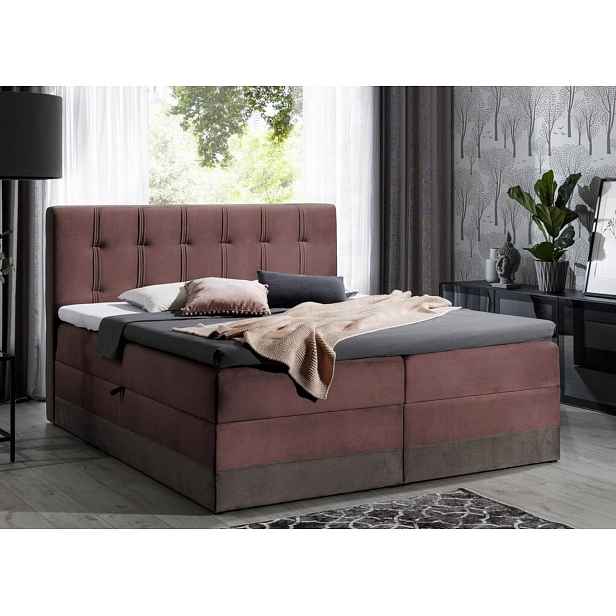 Čalouněná postel boxspring 180x200 MARYLIN - červená + topper ZDARMA