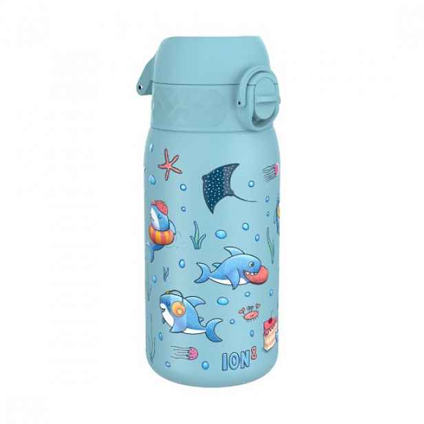 Láhev na vodu pro děti, nerezová ocel, 400 ml, Sharks - Ion8