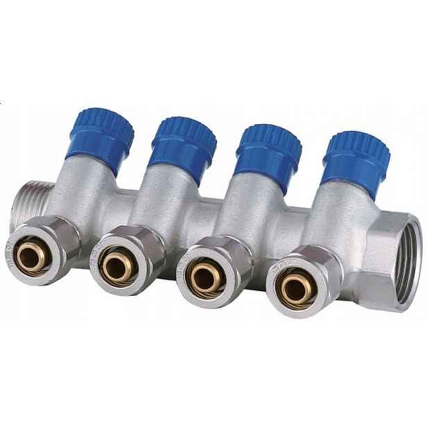 Rozdělovač Pex 1“ x 16 mm 4 Okruhy Sekcí Pro Studenou Vodu
