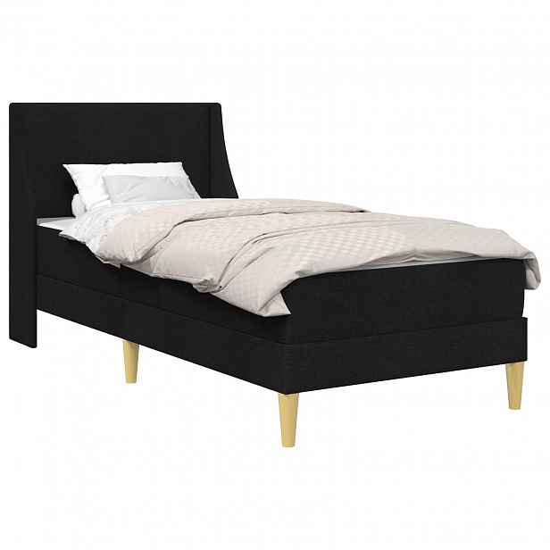 vidaXL Rám postele s matrací s čelo Černý 90 x 190 cm Polyester