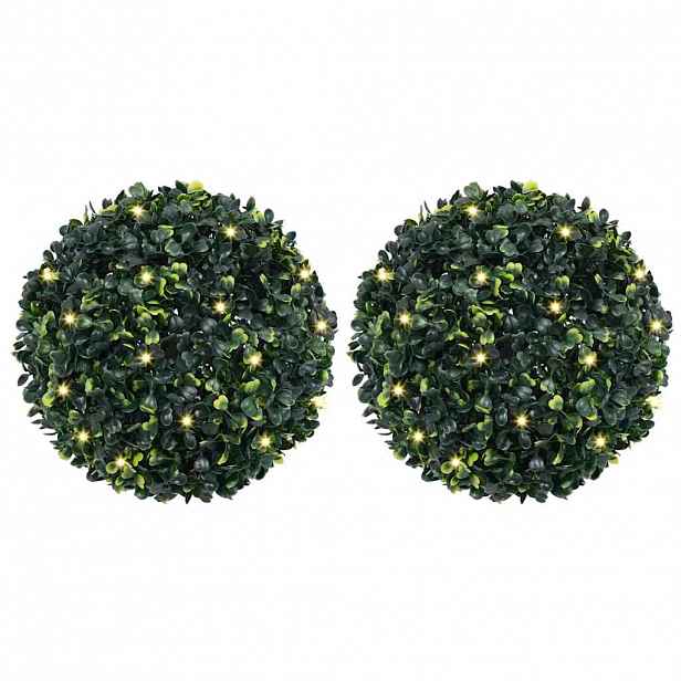 vidaXL Umělé buxus koule s LED světly 2 ks zelené 45 cm