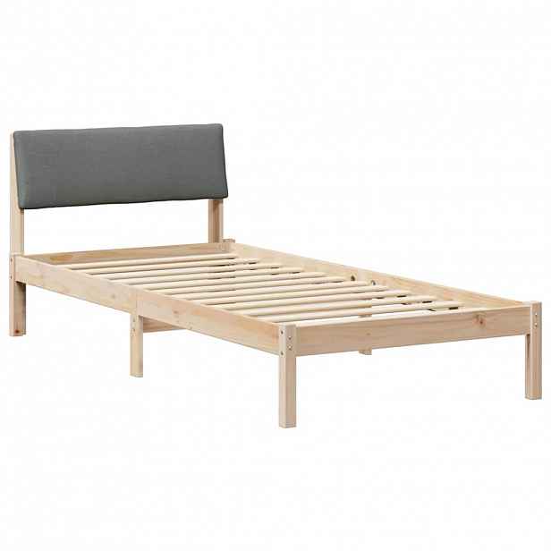 vidaXL Rám postele s čelo hnědá a tmavě šedá 90 x 200 cm