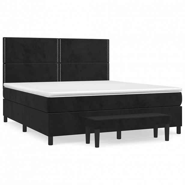 vidaXL Box spring postel s matrací černá 180x200 cm samet