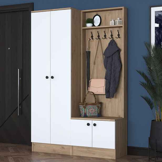Casarredo Předsíňová stěna ZANICA - bílá/ořech