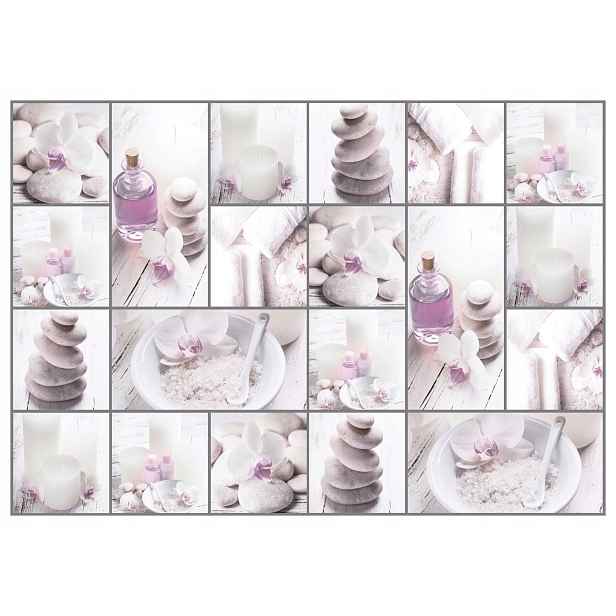 Fototapeta Orchideje kameny relaxace na bílém pozadí harmonie 208x146 lepidlo