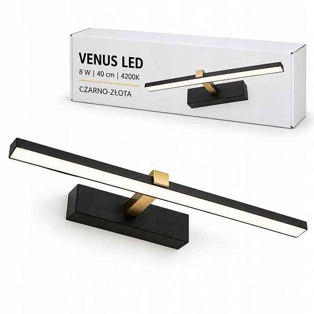 Osvětlení zrcadla Venus 8W 40 cm černo-zlaté Led neutrální 4200K IP44
