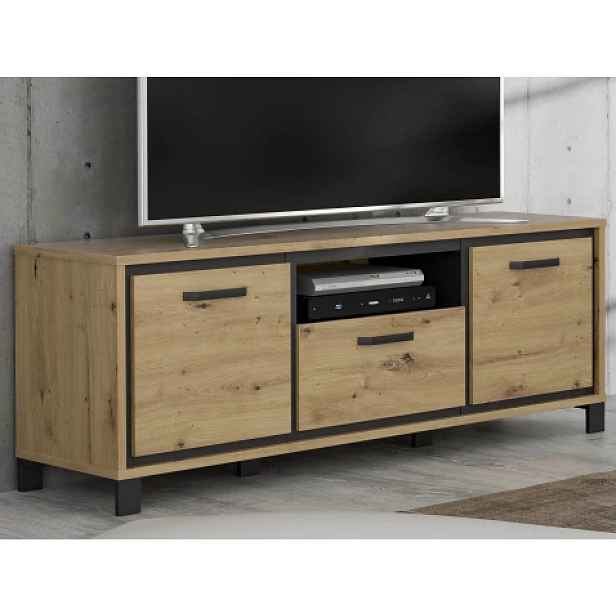 TV skříňka Trondheim 158 cm, dub artisan/dub černý