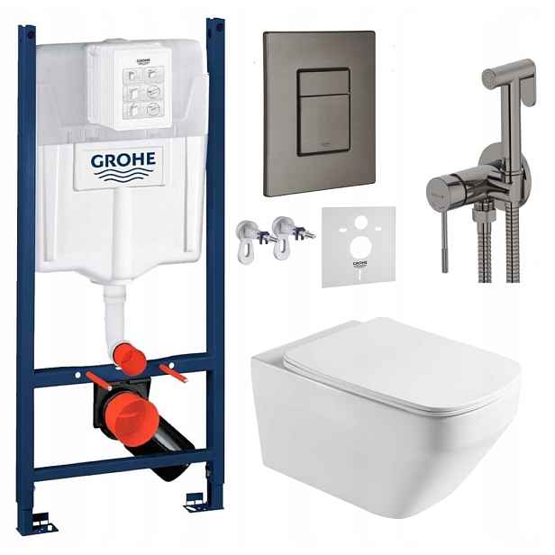Wc Set Stelaz Grohe Wc Mísa Tornado Tlačítko baterie grafit