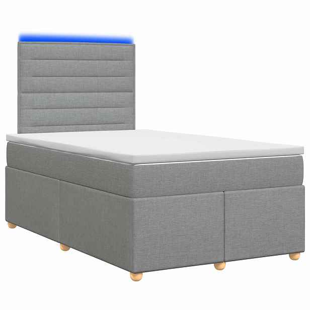 vidaXL Postel boxspring s matrací Světle šedá 120 x 200 cm Textil