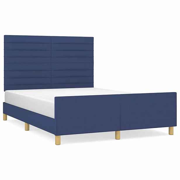 vidaXL Rám postele bez matrace modrý 140 x 200 cm textil