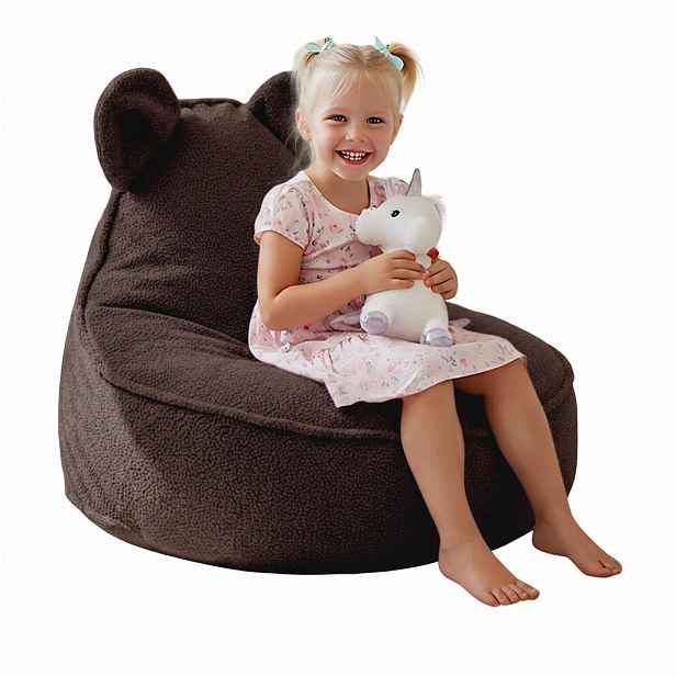 Dreamroots SEDACÍ VAK PRO DĚTI Myš 75/75/55 cm, měkké bouclé 315 g/m², snímatelný potah, Cocoa Brown