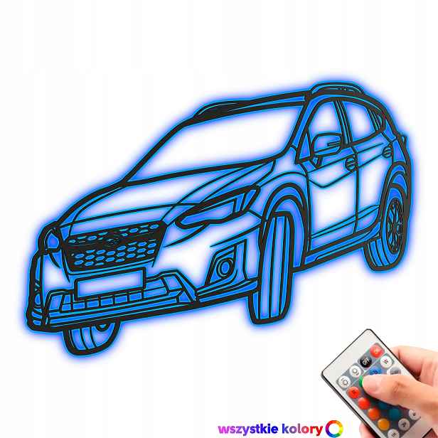 Dřevěný 3D obraz Subaru XV 2018 ve stylu Line Dárek Noční Lampa Led XL
