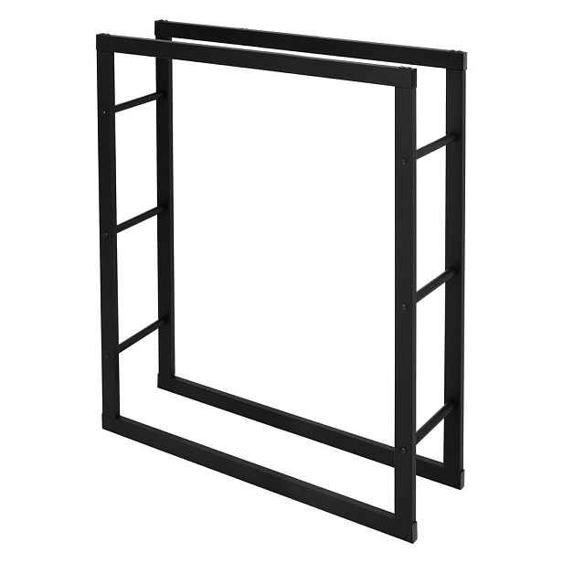 ML-DESIGN POLIČKA NA DŘEVO DO KRBU 80x100x25 cm, obdélníková, černá, z kovu, pro vnitřní i venkovní použití