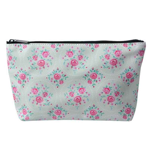 Patelově zelená toaletní taštička s růžičkami Gearose - 26*6*16 cm Juleeze