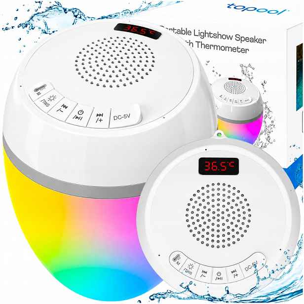 Topool HK703 Plovoucí Bluetooth bazénový reproduktor IP68, Led teploměr