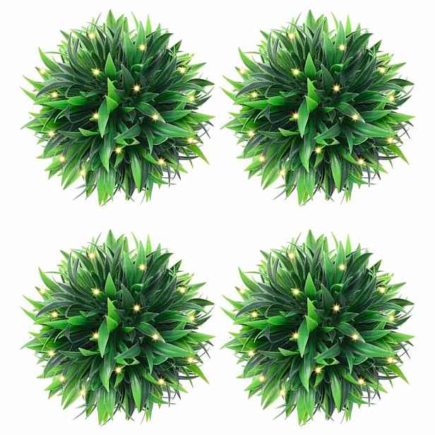 vidaXL Umělé buxus koule s LED světly 4 ks zelené 15 cm