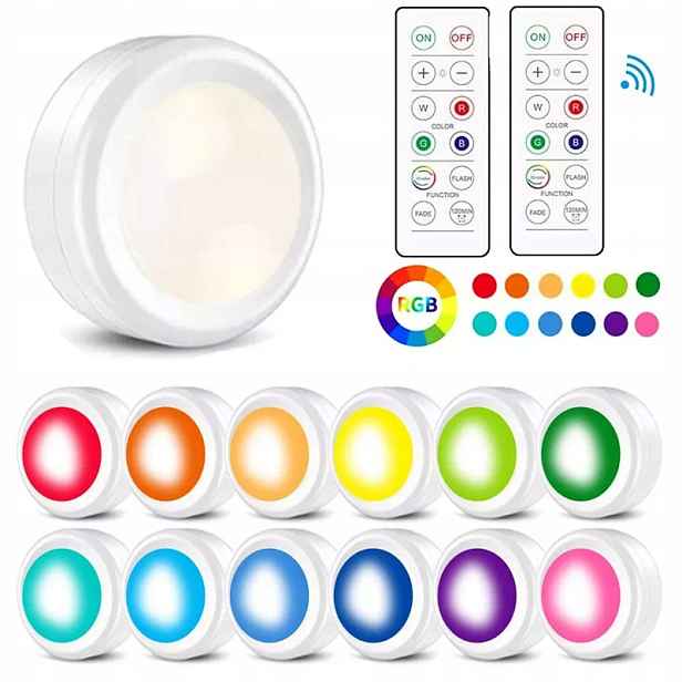 12 Ks Bezpřevodové Rgb Led lampy Osvětlení skříněk Noční lampy s Dálkový Ovladač