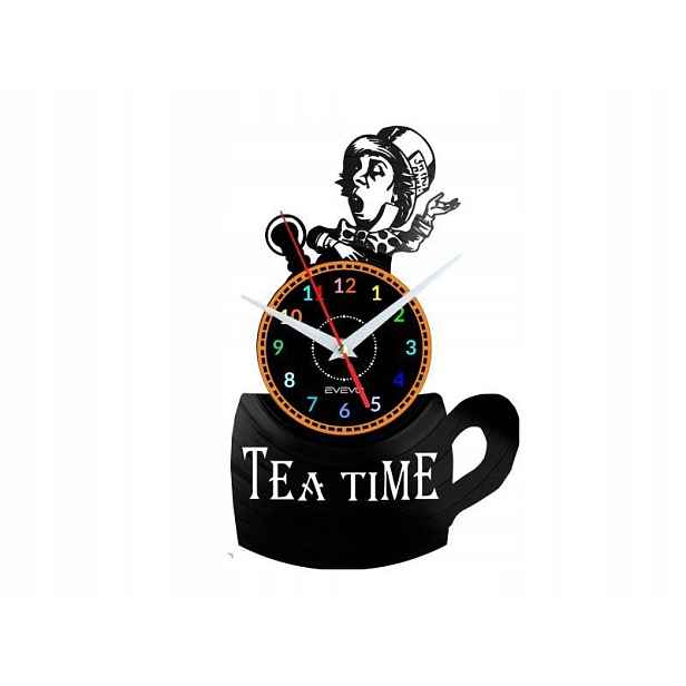 Tea Time Dekorativní Nástěnné Hodiny Moderní Vinylová Deska Jako Dárek