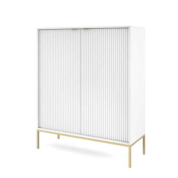 MASSENO VYSOKÁ KOMODA STELLARE, 104/125/39 cm s 2 dvířky, bílá