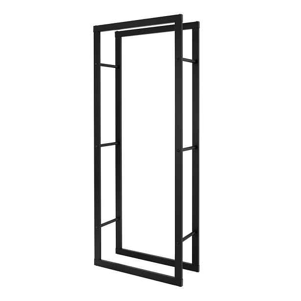 ML-DESIGN POLIČKA NA DŘEVO DO KRBU 60x150x25 cm, obdélníková, černá, z kovu, pro vnitřní i venkovní použití