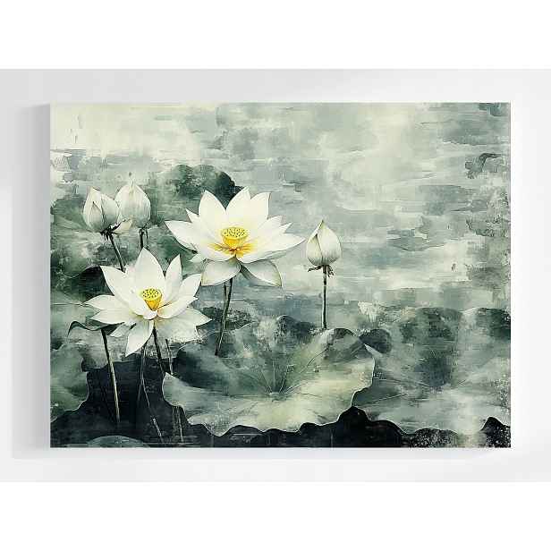 Obraz Na Plátně Canvas Grafika Příroda Květiny Bílý Lotos 80x60