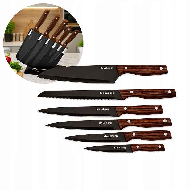 Sada kuchyňských nožů Klausberg KB-7616 5 El Černý Akrylový stojan