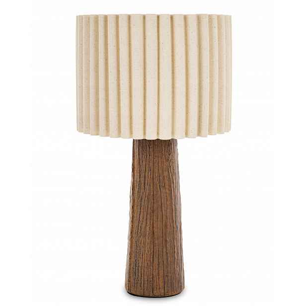Stolní lampa Pinterest loft boho hnědá béžová potažená cementem Japandi