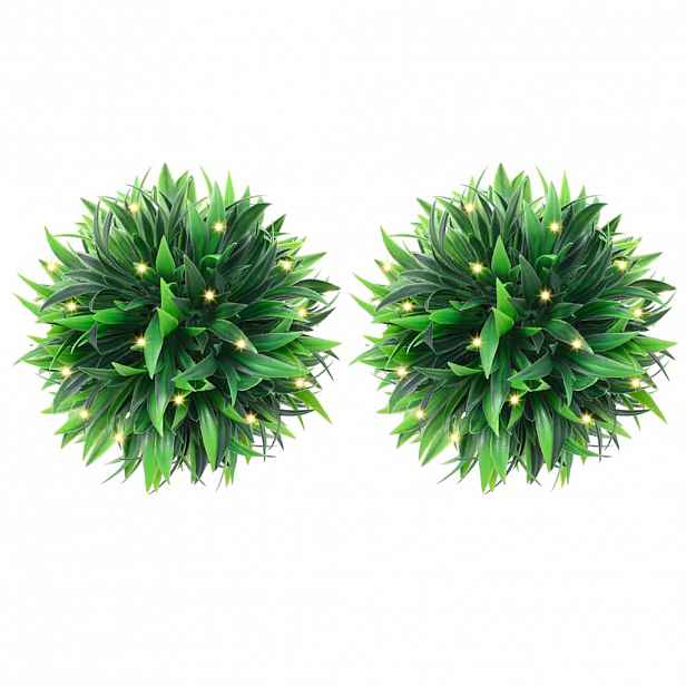 vidaXL Umělé buxus koule s LED světly 2 ks zelené 20 cm