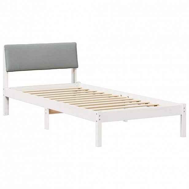 vidaXL Rám postele s čelo Bílá a světle šedá 90 x 200 cm