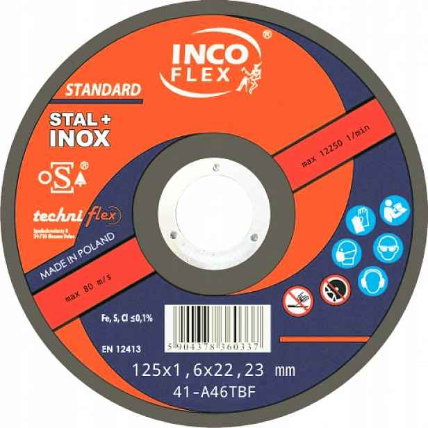 125x1,6x22,23 Kotouč Incoflex Standard Ocel+inox Komplet 50 ks