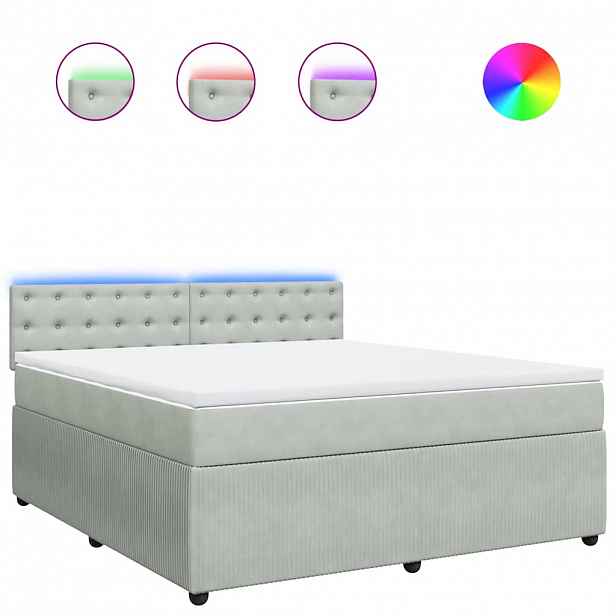 vidaXL Box spring postel s matrací světle šedá 180x200 cm samet