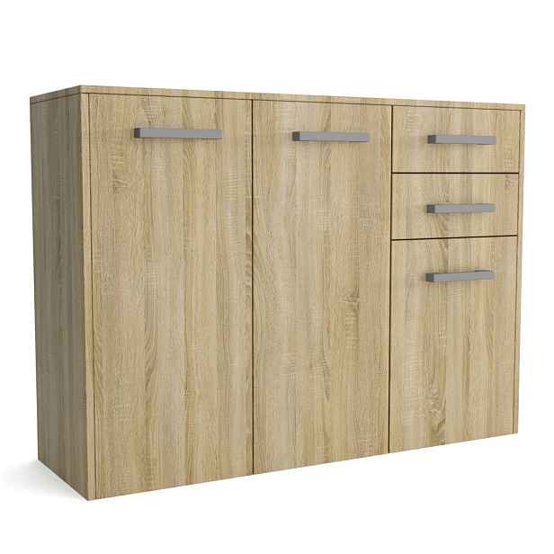 MASSENO KOMODA SCALINI, 113/82/33 cm s 2 zásuvkami a 3 dvířky, dub Sonoma