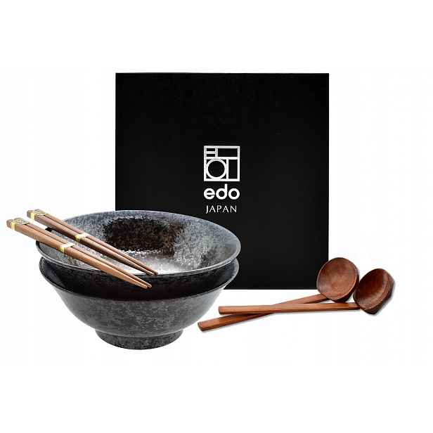 Sada 2 misek s lžícemi a paličkami Ramen Eclipse White 1100 ml Box