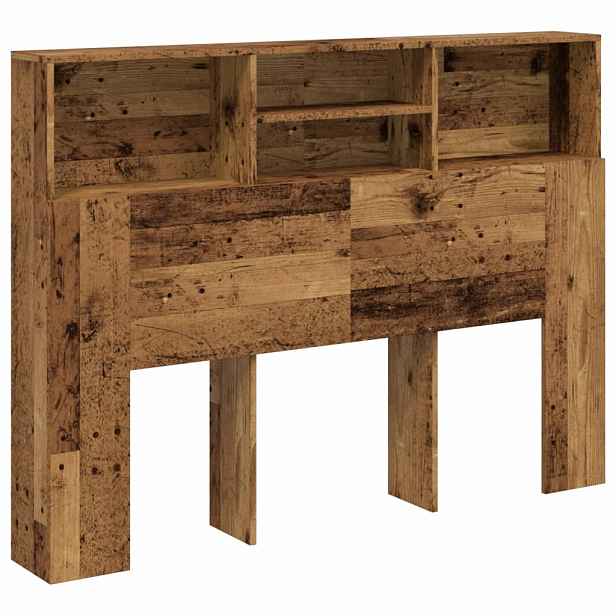 vidaXL Čelo postele s úložným prostorem old wood 140 x 19 x 103,5 cm
