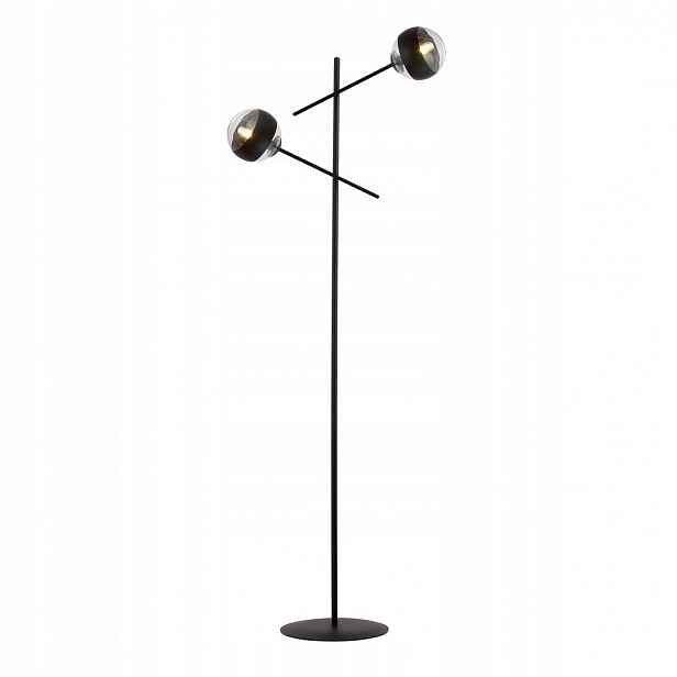 Černá stojací lampa Linear LP2, 2×E14, ocel a sklo, 150 cm