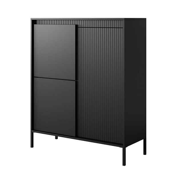 MASSENO VYSOKÁ KOMODA SENSATO, 104/123/40 cm se 3 dvířky, černá