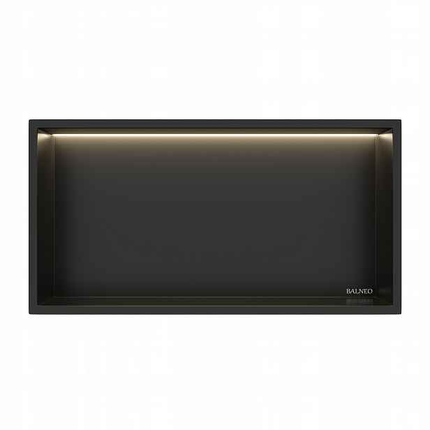 Wall-box One Černá výklenková koupelnová police Black s Led 30x60x10 cm
