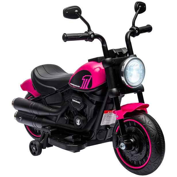 HOMCOM DĚTSKÝ elektrický motocykl Dětský motocykl 6V Dětské vozidlo pro děti od 1,5 do 3 let Růžový