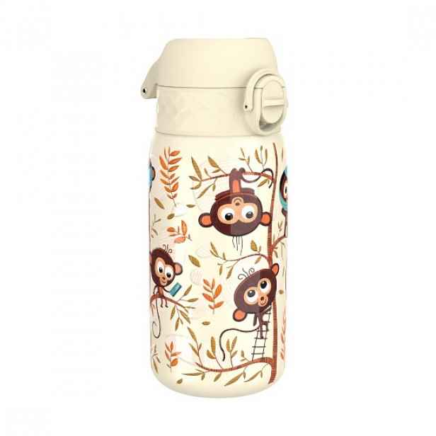 Láhev na vodu pro děti, nerezová ocel, 400 ml, Monkeys - Ion8
