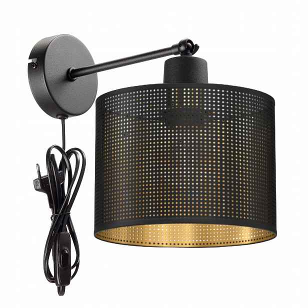 Nástěnná Lampa Nástěnné Led Stínidlo S Dírkami A Kabelem Zlatá E27