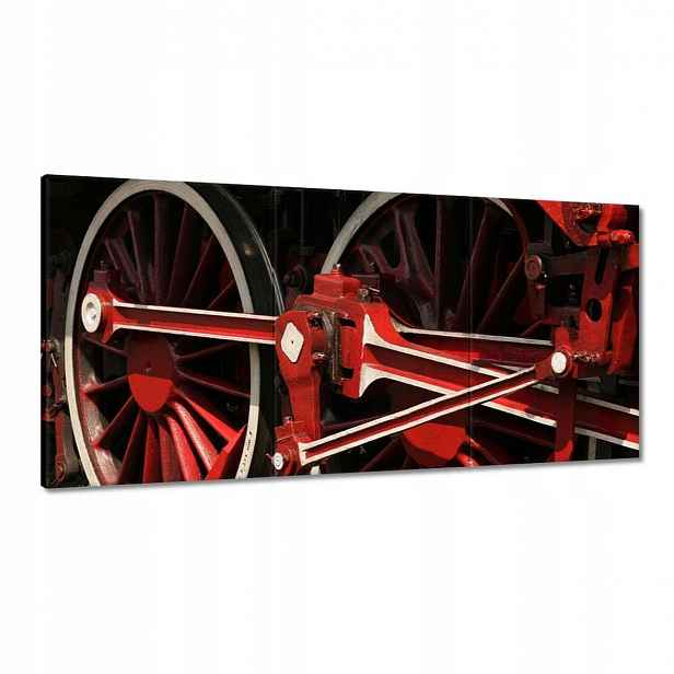 Obrazy 120x60 Červená kola lokomotivy