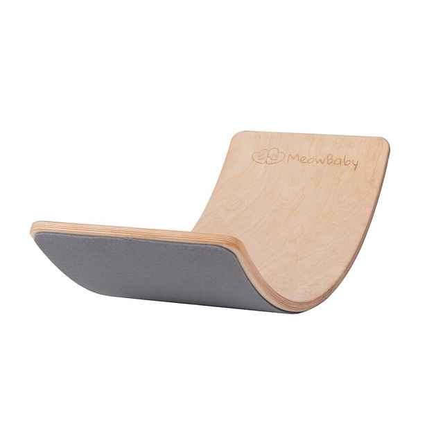 Šedá/v přírodní barvě balanční deska z borovicového dřeva 80x30x18 cm Montessori – Meowbaby