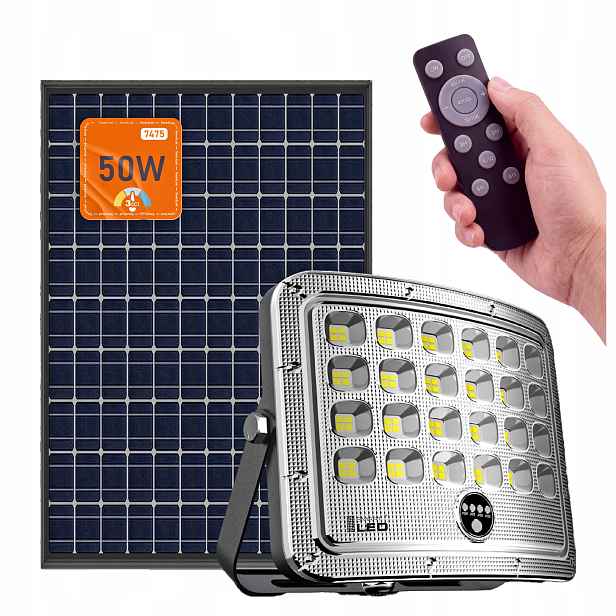 Solární Lampa Led pouliční lampa 50W Snímač soumraku IP65 Ovladač