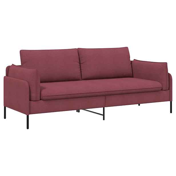 vidaXL 3-místné sofa Víno Červené 222 x 81 x 89 cm Textil