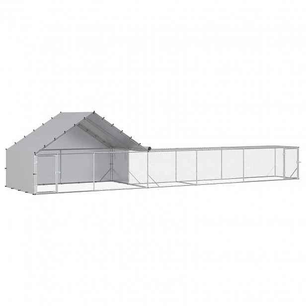 vidaXL Kurník se střechou a dvorem 2 ks Stříbrná 8 x 2 x 1,9 m
