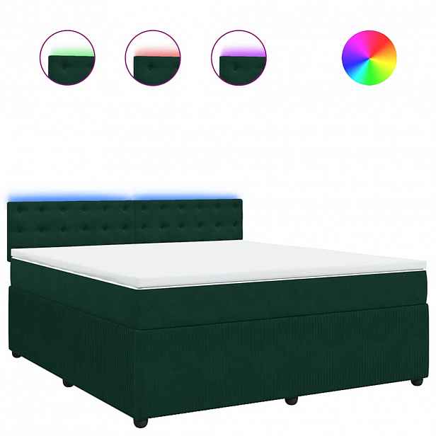 vidaXL Box spring postel s matrací tmavě zelená 180x200 cm samet