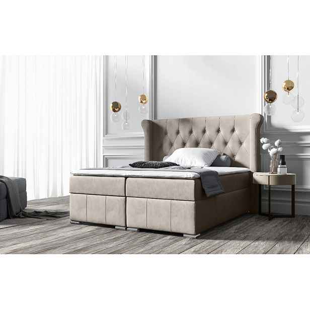 Elegantní čalouněná postel 120x200 MAXIMO - tmavě béžová + topper ZDARMA